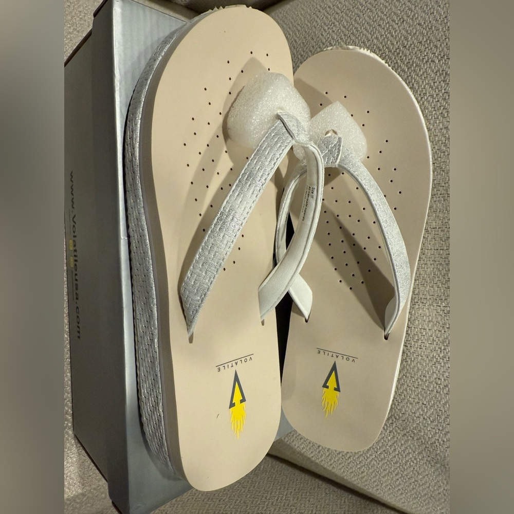 Volatile White Metallic Women's Sandals size 11